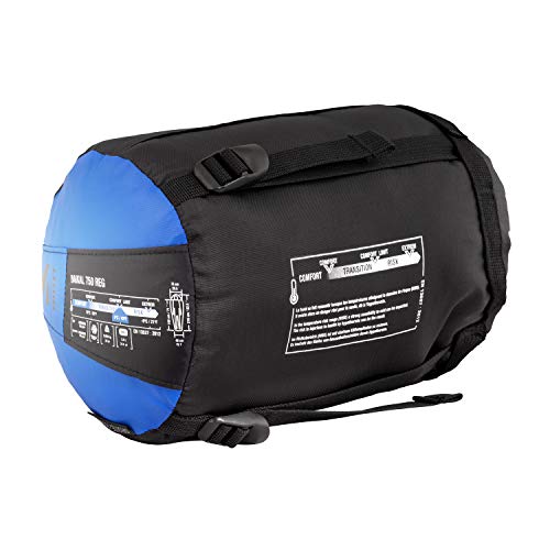 Millet - Baikal 750 REG - Saco de Dormir para Adulto con Funda de Compresión - Sintético - Equipamiento para Actividades al Aire Libre - 2 Estaciones (Confort 10 °C) - Largo: 210 cm - Azul