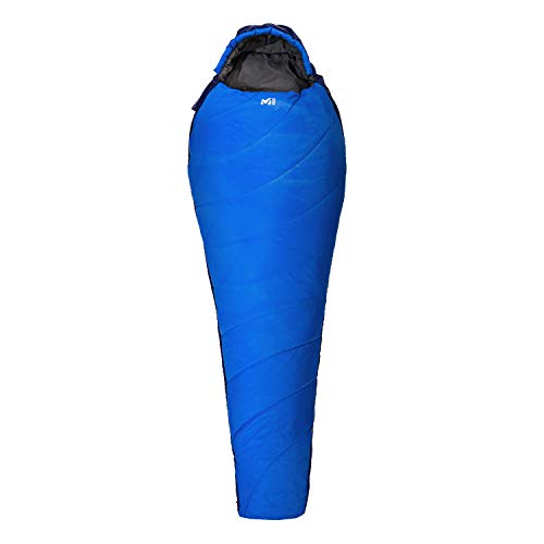 Millet - Baikal 750 REG - Saco de Dormir para Adulto con Funda de Compresión - Sintético - Equipamiento para Actividades al Aire Libre - 2 Estaciones (Confort 10 °C) - Largo: 210 cm - Azul