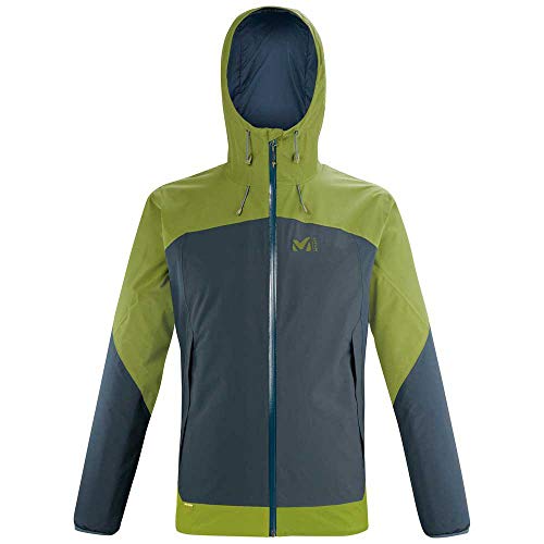 Millet - Toba 2L JKT M - Chaqueta Protectora para Hombres - Impermeable y a Prueba de Viento - Senderismo, Trekking, Aproximación - Verde/Azul