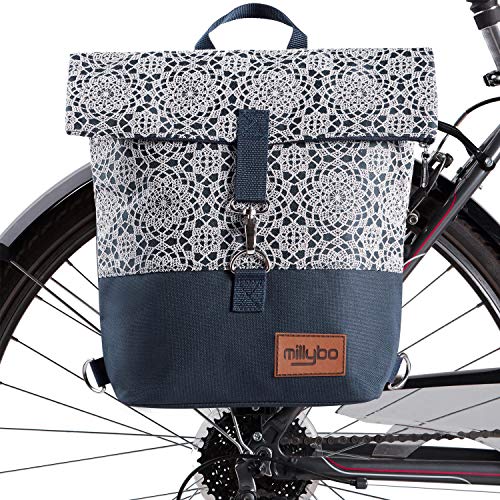 millybo Sweet - Bolsa para bicicleta o bicicleta para mujer, diseño de encaje, Mujer, 800.004 Lace Navy, 38 x 37-50 x 15 cm