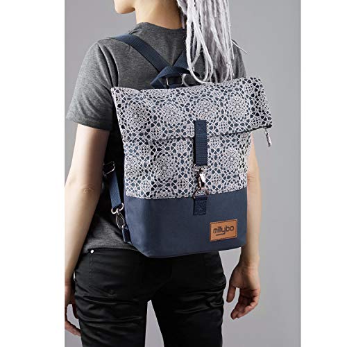 millybo Sweet - Bolsa para bicicleta o bicicleta para mujer, diseño de encaje, Mujer, 800.004 Lace Navy, 38 x 37-50 x 15 cm