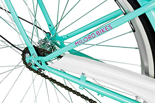 Milord Bikes Cómoda Bicicleta de Ciudad, Bicicleta, 1 Velocidades, Rueda de 28", Aqua