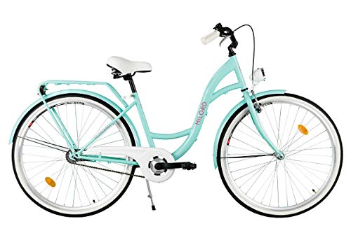 Milord Bikes Cómoda Bicicleta de Ciudad, Bicicleta, 1 Velocidades, Rueda de 28", Aqua