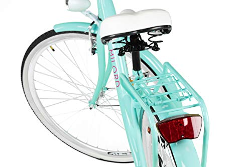 Milord Bikes Cómoda Bicicleta de Ciudad, Bicicleta, 1 Velocidades, Rueda de 28", Aqua