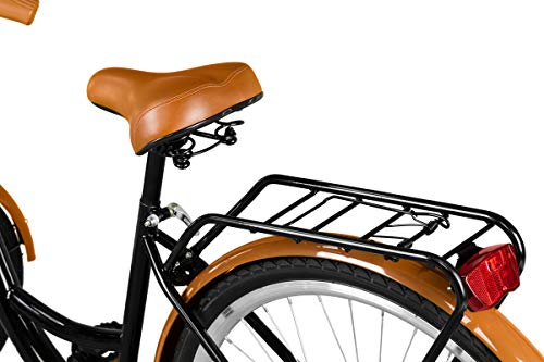 Milord Bikes Cómoda Bicicleta de Ciudad, Bicicleta, 1 Velocidades, Rueda de 28", Negro-Marrón