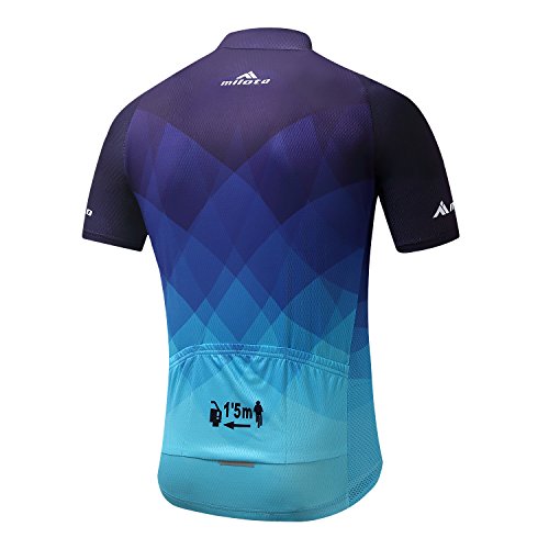 MILOTO Hombre Maillot Ciclismo Manga Corta Ciclismo Reflectante Jersey (Azul Degradado, S)