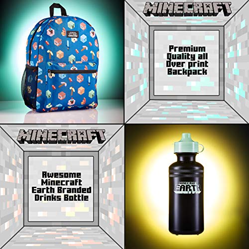 Minecraft Mochilas Escolares - Set de Mochila Niño con Estuche(Azul)