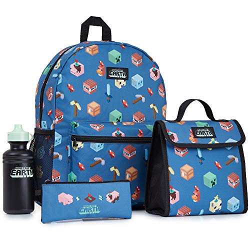 Minecraft Mochilas Escolares - Set de Mochila Niño con Estuche(Azul)