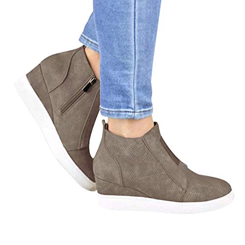 Minetom Botas para Mujer Zapatilla Zapatillas Zapatos De Cordones Estilo Deportivo Caqui 42 EU