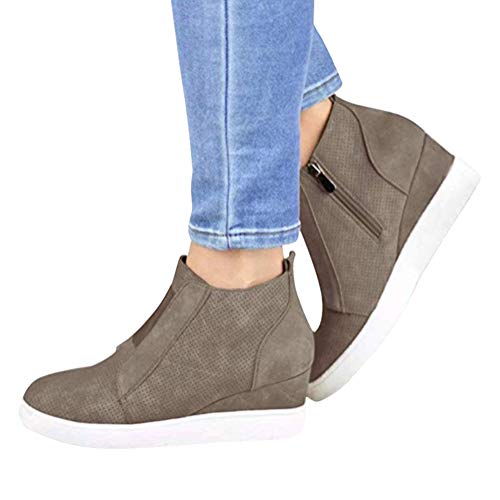 Minetom Botas para Mujer Zapatilla Zapatillas Zapatos De Cordones Estilo Deportivo Caqui 42 EU