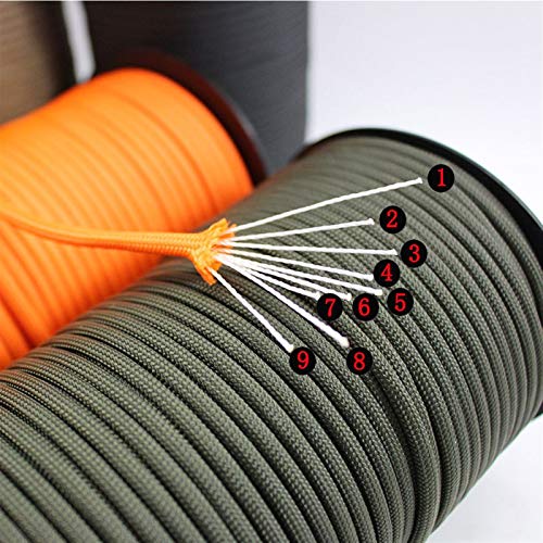 MINGMIN-DZ Campa DE Camping 100m 550 estándar de 9 núcleos Paracord Cuerda 4 mm Cable de paracaídas al Aire Libre Camping Supervivencia Umbrella Tienda Lanyard Strap Bundle Cuerda de Nylon