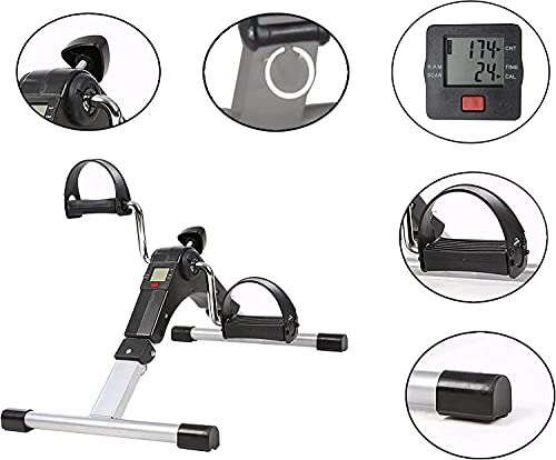 Mini Bicicleta,Mini Pedales,Bici Plegable,para Entrenamiento de Brazos y piernas,Ejercicio en casa, Apto para Personas de Todas Las Edades, con Pantalla LCD para Mostrar el Progreso. (Azul)