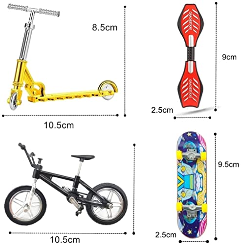 Mini Set de Juguetes para Dedos, 4 Piezas Monopatines para Dedos Bicicleta de Dedo Scooter de Dedo Tablero de Vitalidad de Dedo Finger Skateboard Juguetes Juegos para Niños