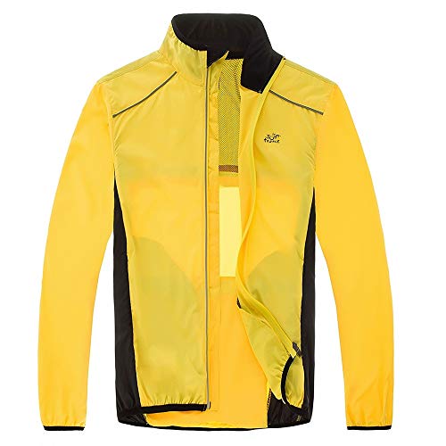 MiOYOOW Chaqueta de Ciclismo, Cortaviento Jersey para Hombre Ajustable Dobladillo Chubasquero con Tira Reflectante