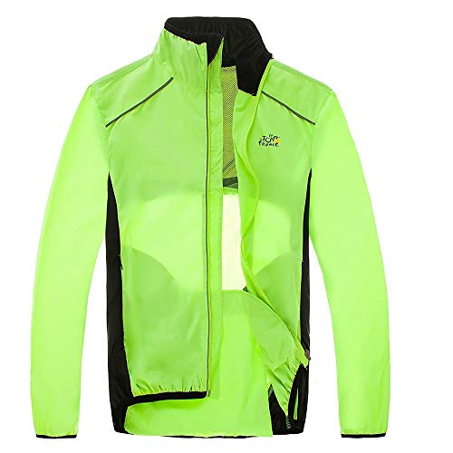 MiOYOOW Chaqueta de Ciclismo, Jersey para Hombre Impermeable y Transpirable Primavera con Tira Reflectante y Dobladillo Ajustable para Escalada Bicicleta