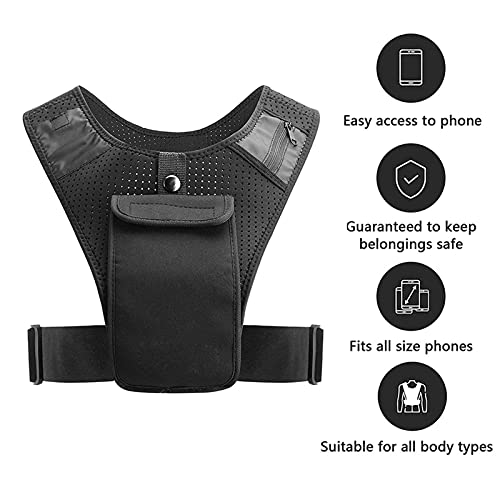miraculocy Running Backpack Chest Pack, Running Pack For Workouts with Adjustable Elastic Waistband, Vest Cell Phone and Accessories Holder Lightweight Pack for Walking Cycling