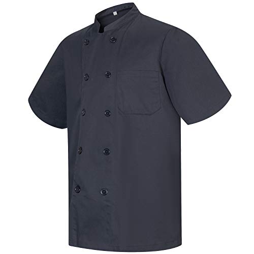 MISEMIYA - Chaqueta Cocinero Hombre Mangas Cortas MARMINTÓN, SOLLASTRE, GUISANDERO, ADOBADOR, Salsero, Ref.8421 - L, Negro