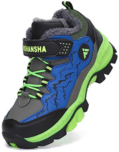 Mishansha Botas de Montaña Impermeable Zapatillas de Senderismo Niño Cálido Zapatillas Trekking Niña Botas de Deporte Azul Gr.37