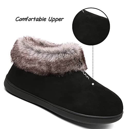 Mishansha Mujer Invierno Zapatillas con Cálido Forrado Hombre Pantuflas de Espuma de Memoria Suela de Goma Antideslizante, Comodos Negro 38