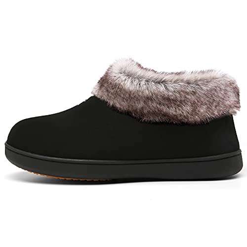 Mishansha Mujer Invierno Zapatillas con Cálido Forrado Hombre Pantuflas de Espuma de Memoria Suela de Goma Antideslizante, Comodos Negro 38