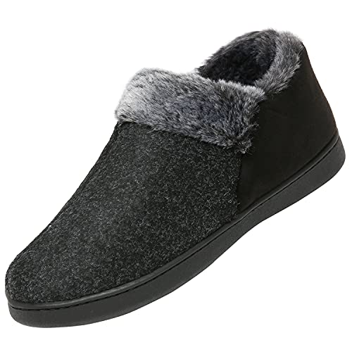 Mishansha Pantuflas Mujeres Invierno Antideslizantes Cálido y Confortable Zapatillas Estar por Casa Hombres Zapatillas con Forro de Felpa, Unisexo Negro 38