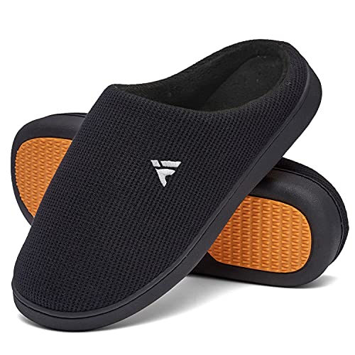 Mishansha Zapatillas de Algodón con Memoria para Hombres y Mujeres Zapatillas Cálidas Zapatillas de Casa Forro de Felpa Cómodo Antideslizante Negro 45