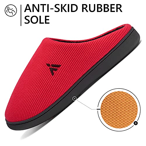 Mishansha Zapatillas de Algodón con Memoria para Hombres y Mujeres Zapatillas Cálidas Zapatillas de Casa Forro de Felpa Cómodo Antideslizante Rojo 41