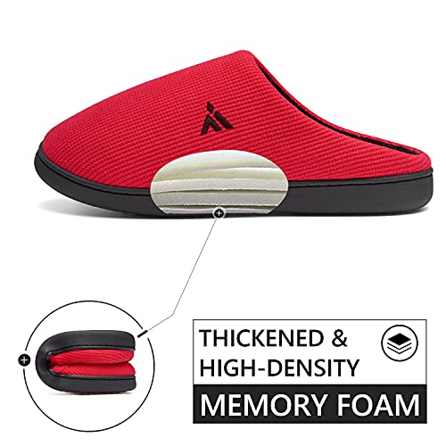 Mishansha Zapatillas de Algodón con Memoria para Hombres y Mujeres Zapatillas Cálidas Zapatillas de Casa Forro de Felpa Cómodo Antideslizante Rojo 41