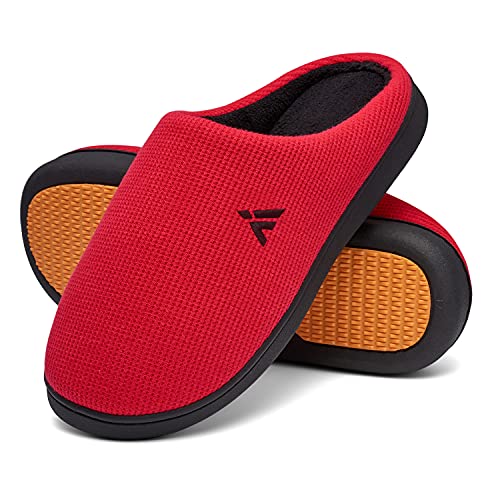 Mishansha Zapatillas de Algodón con Memoria para Hombres y Mujeres Zapatillas Cálidas Zapatillas de Casa Forro de Felpa Cómodo Antideslizante Rojo 41