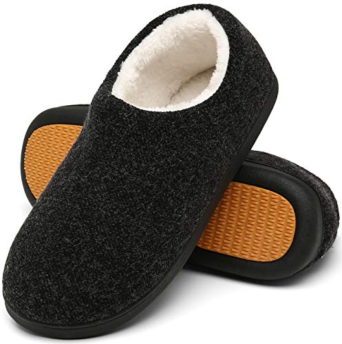 Mishansha Zapatillas de Casa Invierno Hombre Pantuflas Antideslizante Zapatos Espuma Viscoelástica con Cálido Forrado Negro Gr.42