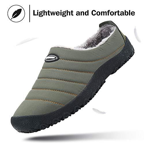 Mishansha Zapatillas de Estar por Casa Mujer Hombre Zapatos de Casa Invierno con Forro de Piel - Cálidas y Cómodas - con Suela Antideslizante para Exterior e Interior, Verde 42