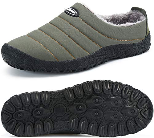 Mishansha Zapatillas de Estar por Casa Mujer Hombre Zapatos de Casa Invierno con Forro de Piel - Cálidas y Cómodas - con Suela Antideslizante para Exterior e Interior, Verde 42