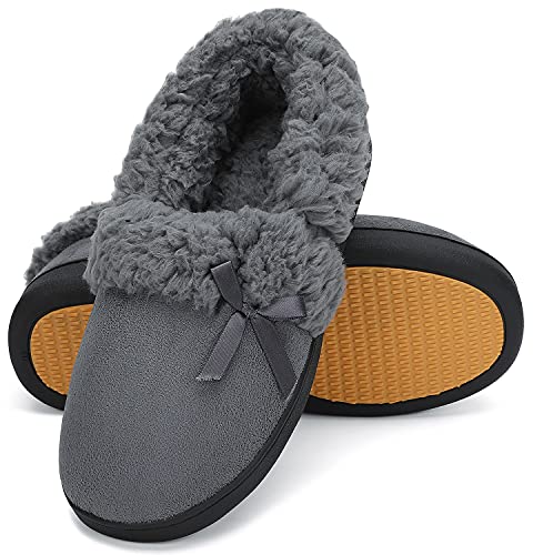 Mishansha Zapatillas de Estar por Casa Mujer Invierno Cálidas Suave Pantuflas Espuma de Memoria Cómodas Zapatillas Casa Otoño Mullida Ligeras, Fossil Grey 40 EU