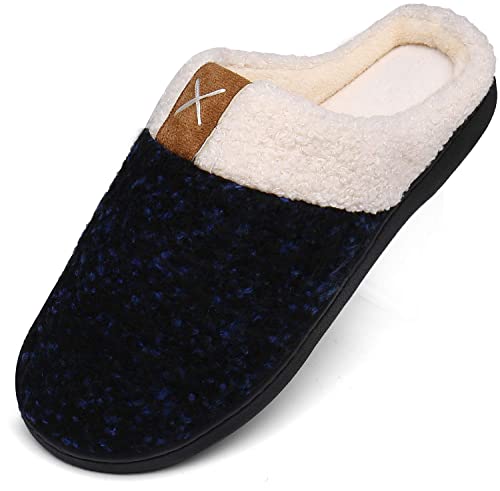 Mishansha Zapatillas Estar por Casa Espuma de Memoria Hombre Interior Pantuflas Antideslizante Felpa Slippers,Azul,42/43