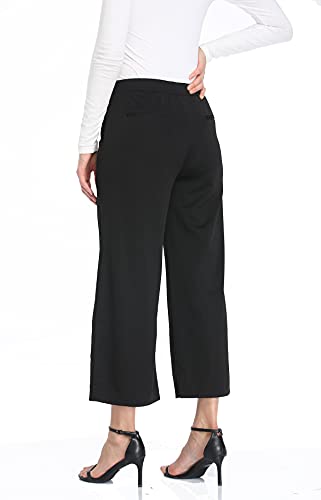 MISS MOLY Pantalones Mujer Pantalones de Palazzo Elegantes Pantalones de Pierna Ancha Casual Pantalón Anchos Pants Negro X-Large