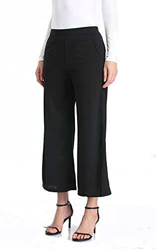 MISS MOLY Pantalones Mujer Pantalones de Palazzo Elegantes Pantalones de Pierna Ancha Casual Pantalón Anchos Pants Negro X-Large