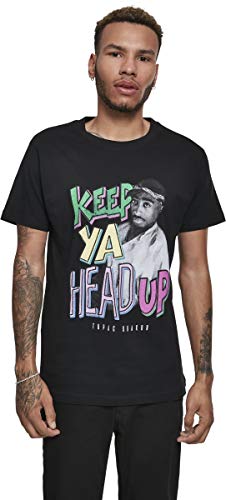 Mister Tee Tupac Keep ya Head up Camiseta, Mujer, Negro, Medium