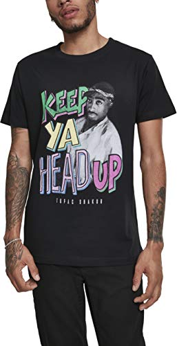 Mister Tee Tupac Keep ya Head up Camiseta, Mujer, Negro, Medium