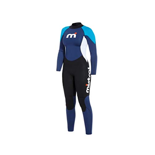 MISTRAL Wetsuit 3/2 GBS Full Suit Zapatillas de Deporte, Mujer, Azul-Blanco-Negro, Medium