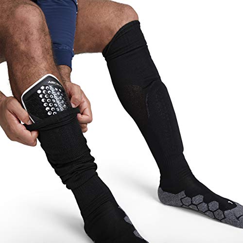 Mitre Aircell Speed Slip Football Shin Pads - Black/White, Large