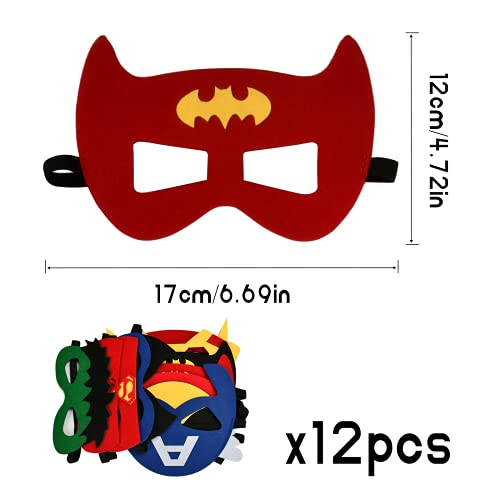 Mizijia Máscaras de Superhéroe, Máscaras de Fiesta, Máscaras de Fieltro, Máscaras Para Niños de Cosplay con Cuerda Elástica Halloween 12 Piezas