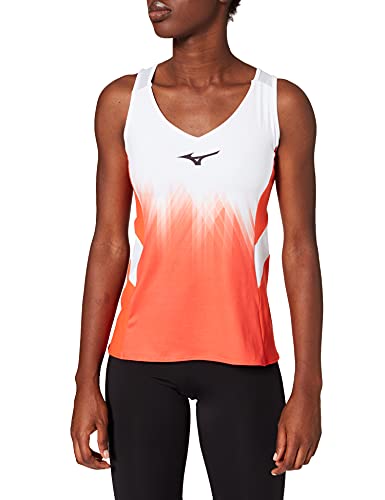 Mizuno Printed Depósito, Mandarin Red/White, M para Mujer