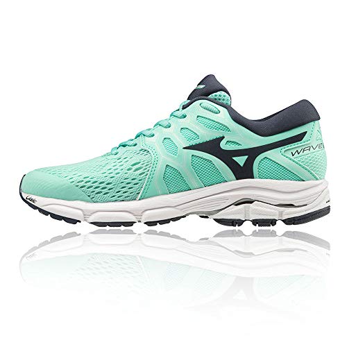 Mizuno Wave EQUATE 4 (W), Zapatillas Deportivas Mujer, Ice Green/NavyBlazr/Silver, 40 EU