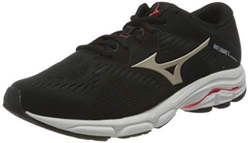 Mizuno Wave Equate 5, Zapatillas para Correr de Carretera Hombre, Negro Pgold Ignitionred, 43 EU