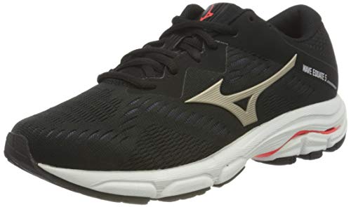 Mizuno Wave Equate 5, Zapatillas para Correr de Carretera Mujer, Negro Pgold Ignitionred, 37 EU