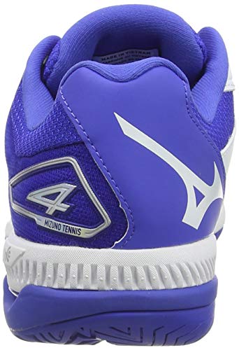 Mizuno Wave Exceed Tour4 AC, Zapatillas de Tenis Mujer, Blanco (Wht/Dazzling Blue/Silver 25), 36.5 EU