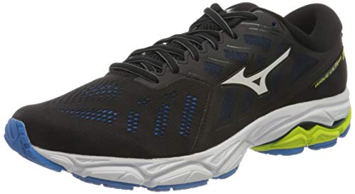 Mizuno Wave Flash CC, Zapatillas Hombre, Black/White/Diva Blue, 45 EU