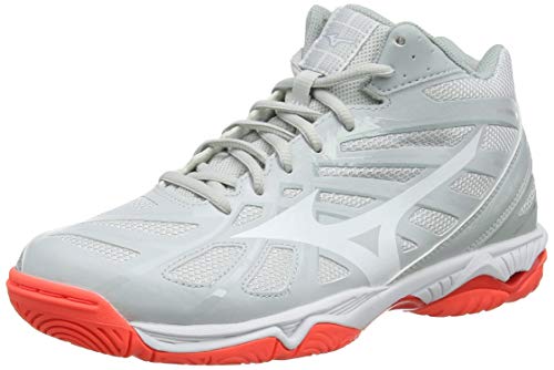 Mizuno Wave Hurricane 3 Mid, Zapatillas de Voleibol Unisex Adulto, Gris Glaciergray Dark Shadow Fiery Coral 60, 36.5 EU