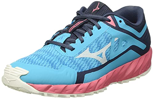 Mizuno Wave Ibuki 3, Zapatillas para Carreras de montaa Mujer, Scubablue Tearose Blanco, 38 EU