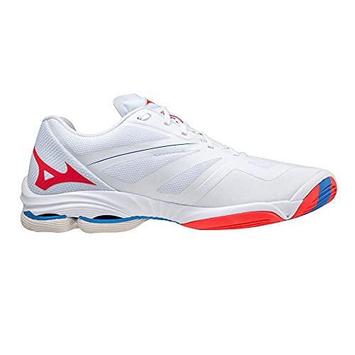 Mizuno Wave Lightning Z6, Zapatillas Deportivas Unisex Adulto, White/IgnitionRed/FBlue, 44.5 EU